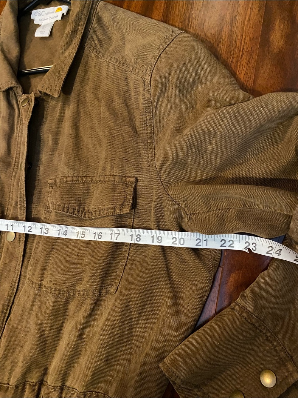 C&C California linen blend Women's Tan Drawstring Utility Jacket size Large - Picture 3 of 8